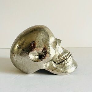 Torre & Tagus Silver Metallic Skull Sculpture Solid Aluminum Decor